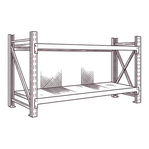 An empty warehouse racking shelf